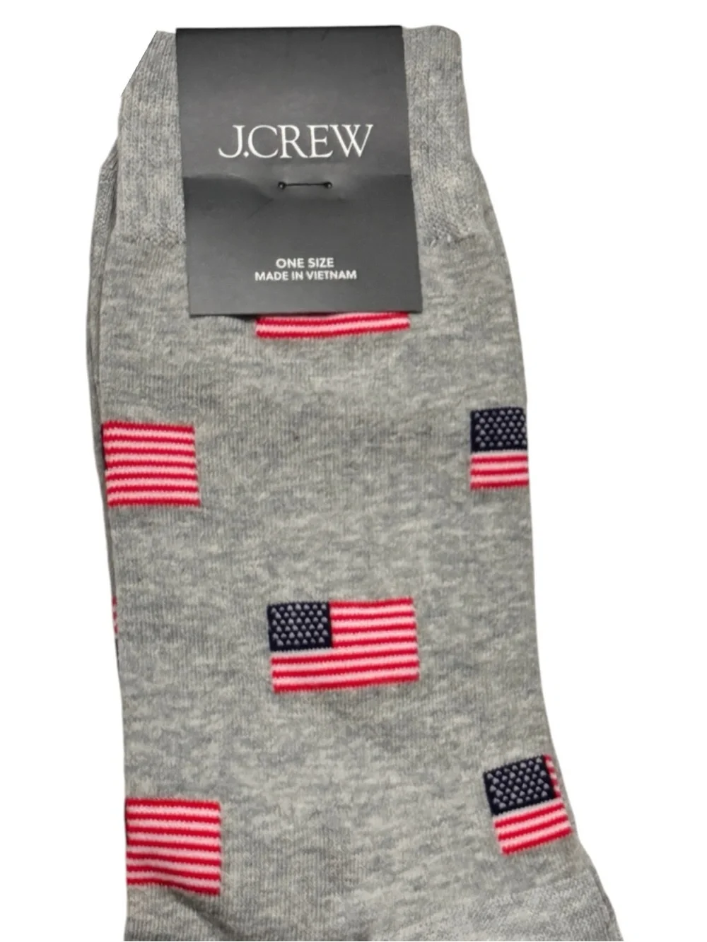 J.Crew Crew Style Gray American Flag Pattern Socks New With Tag